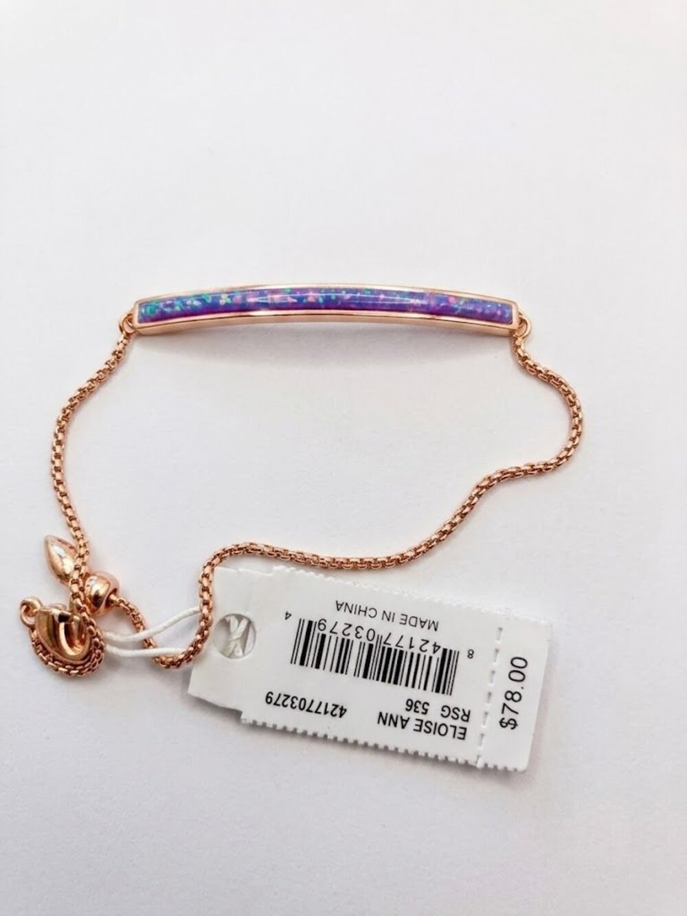 Kendra Scott Eloise Ann Bracelet Rose Gold-Plated with Purple New with Tag